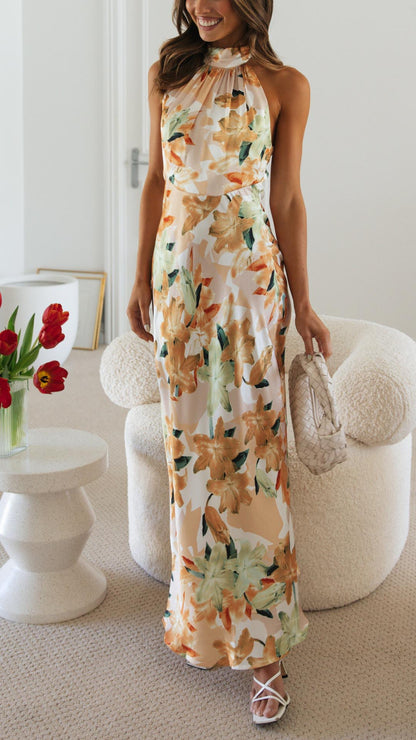 Shannon | Çiçekli Halter Maxi Elbise THESVELTECHIC