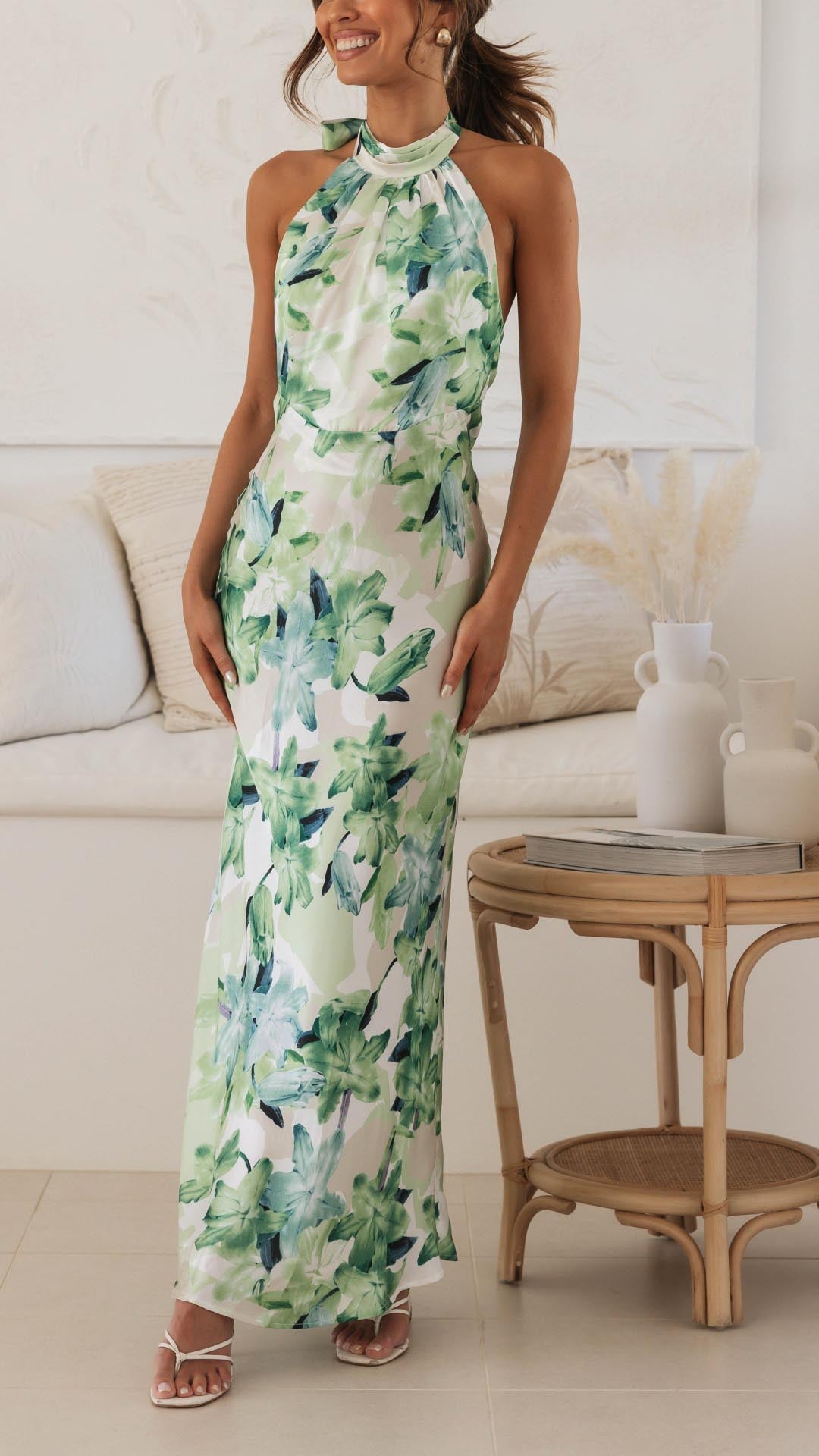 Shannon | Çiçekli Halter Maxi Elbise THESVELTECHIC