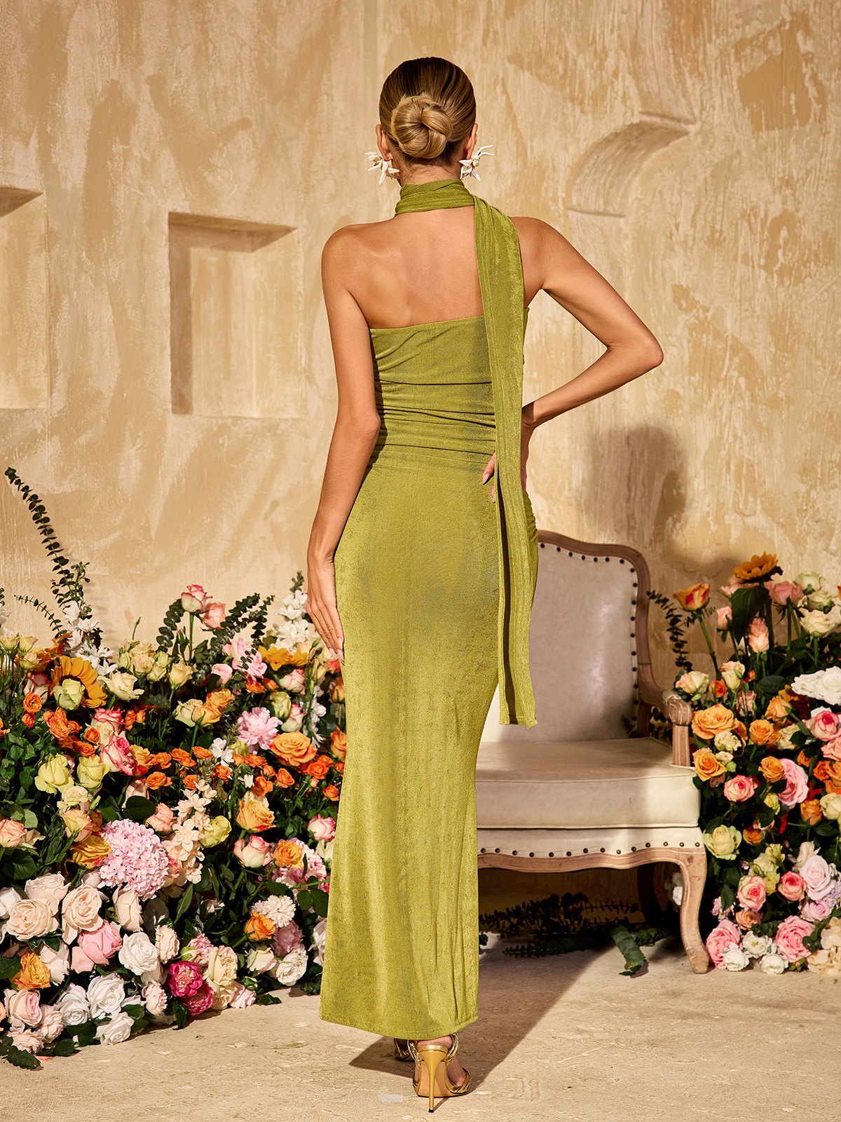 Vyxaris Straplez Büstiyer Detaylı Uzun Elbise Olyssatr