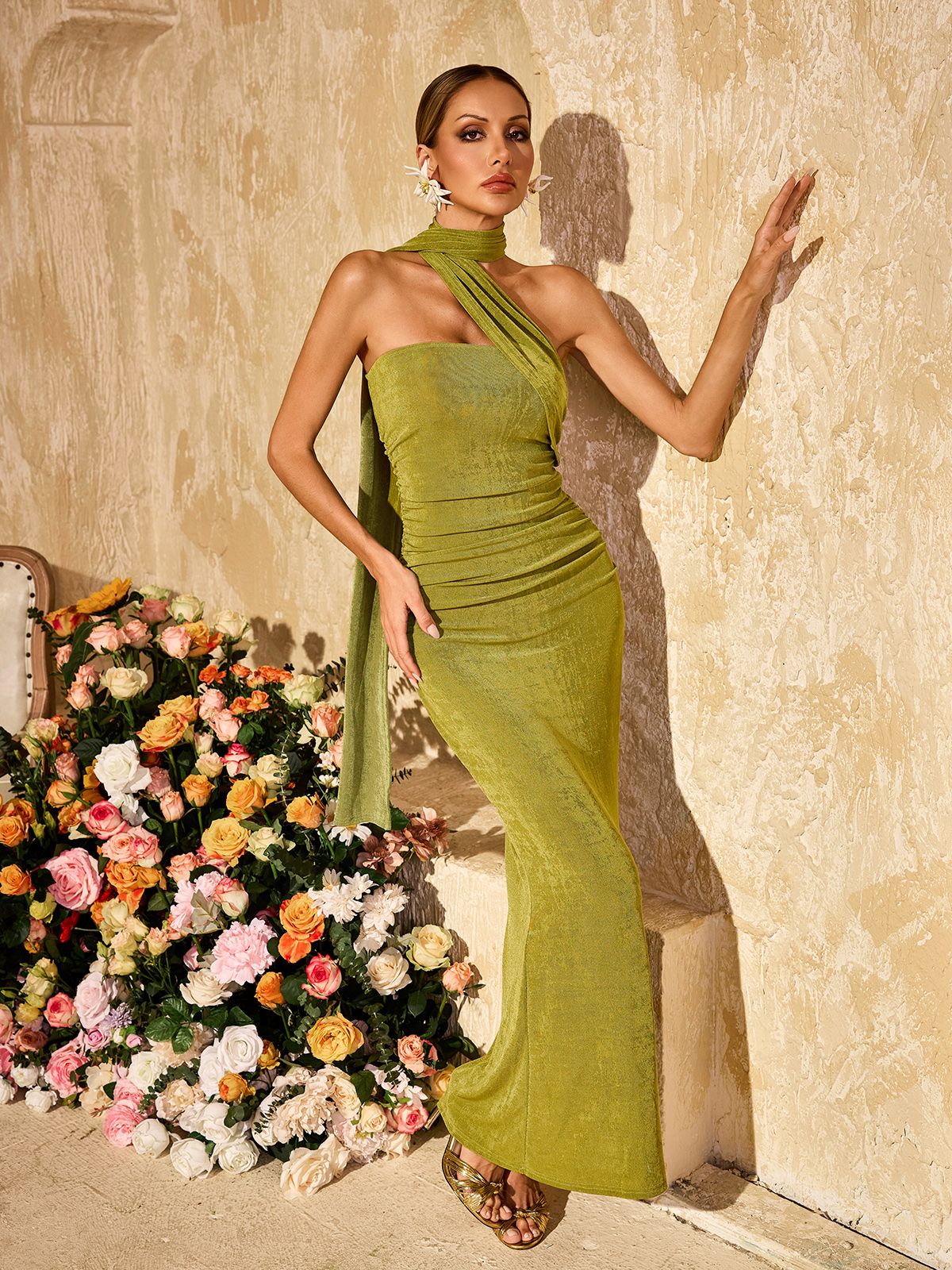 Vyxaris Straplez Büstiyer Detaylı Uzun Elbise Olyssatr