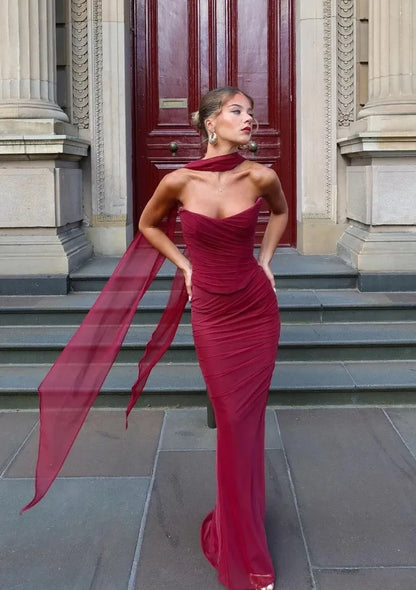 Aniyah | Askısız Bodycon Maxi Elbise THESVELTECHIC