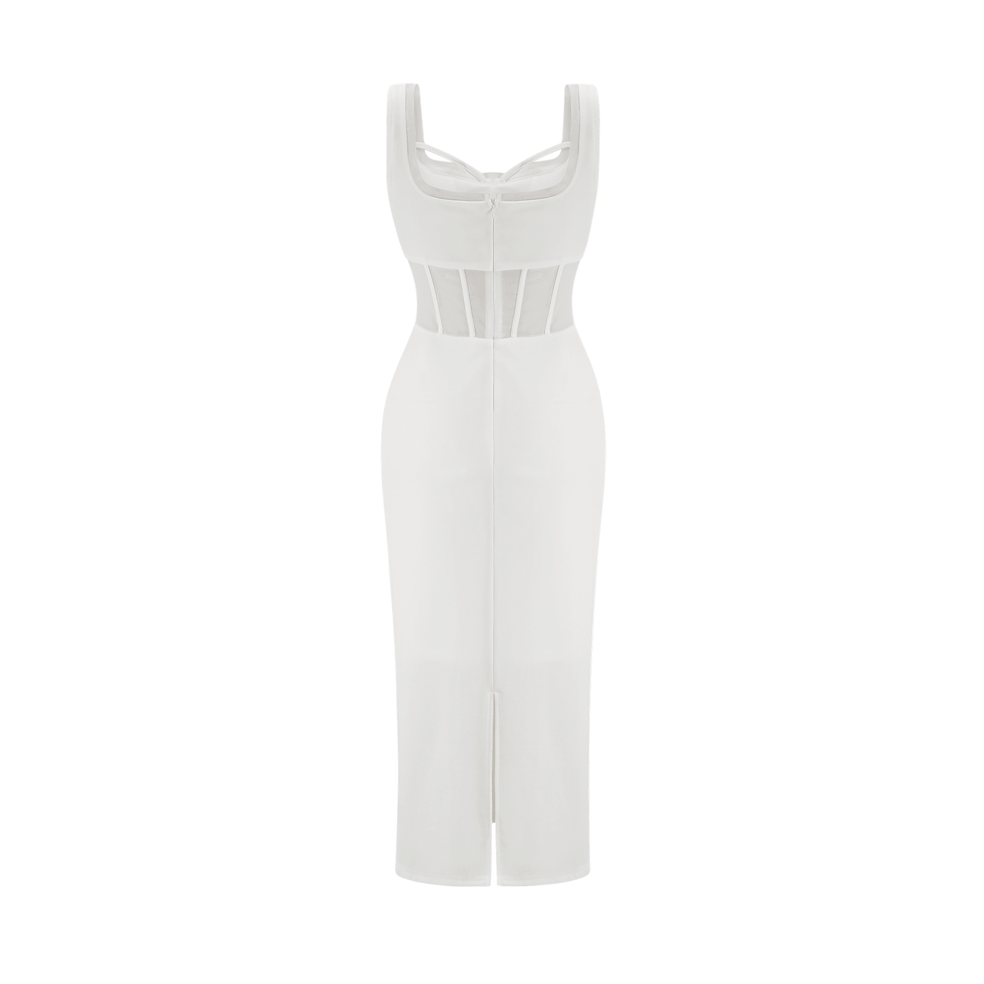 Elegant Beyaz Midi Elbise Siaora