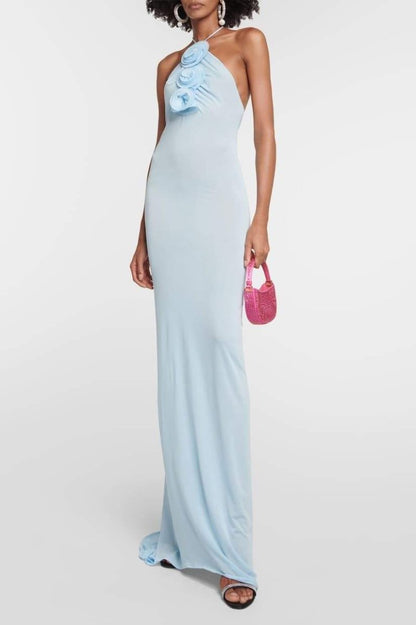 Alexia Halterneck Floral-aplikeli Maxi Elbise Siaora
