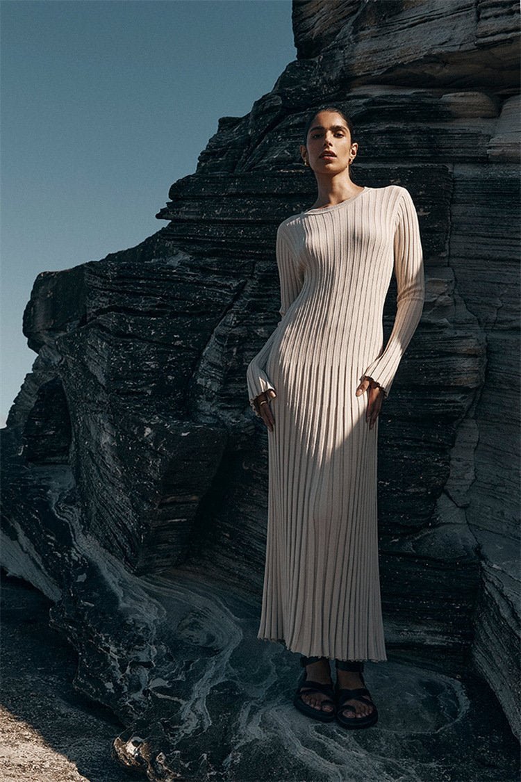 Antonia Rib Flare Maxi Örgü Elbise Siaora