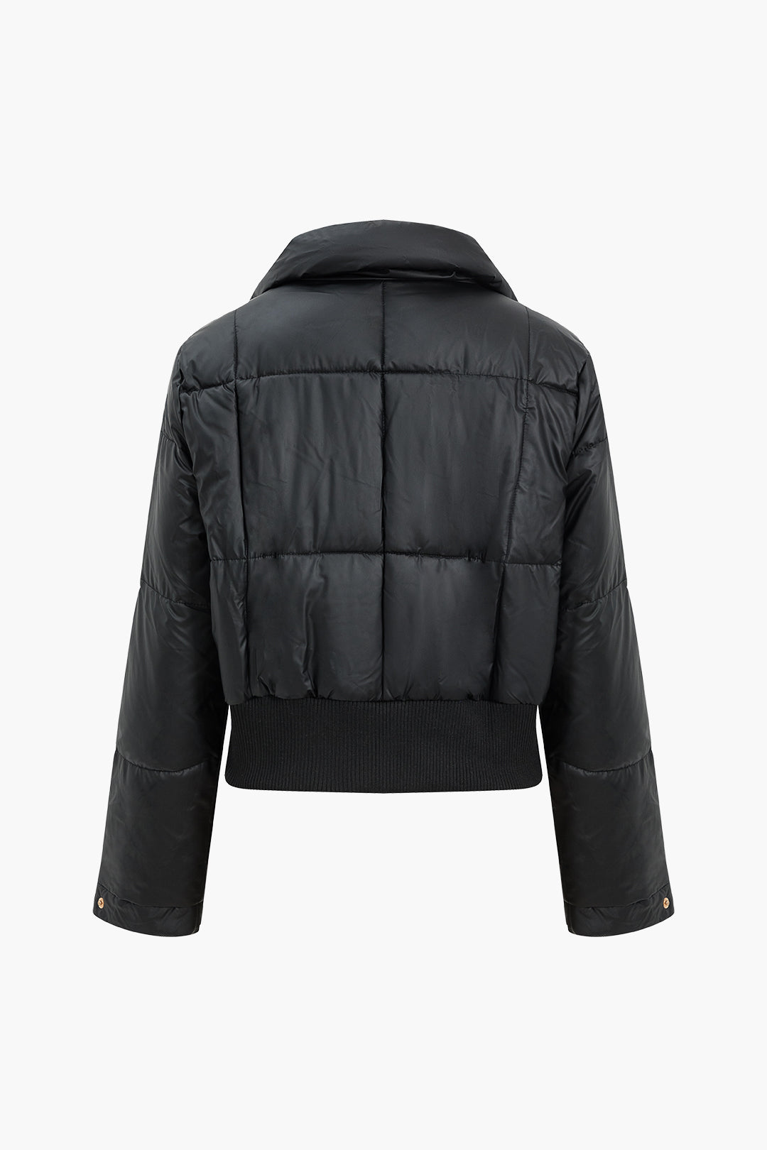Button Padded Stand Collar Long Sleeve Mont Siaora