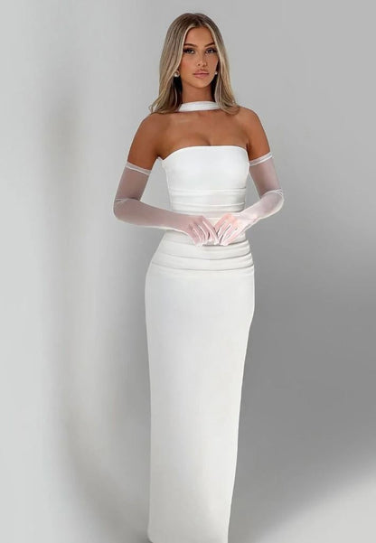 Eldivenli Straplez Şık Elbise THESVELTECHIC