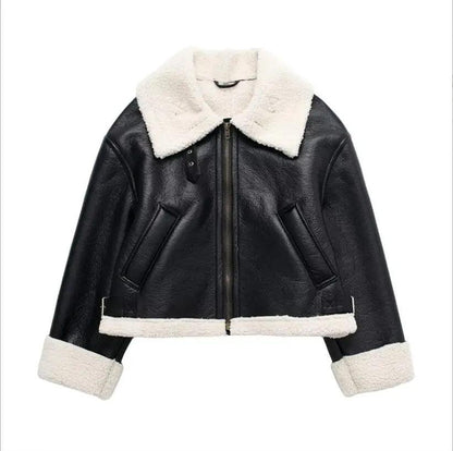 Kürklü Aviator Deri Ceket Siaora
