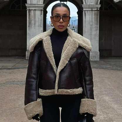Kürklü Aviator Deri Ceket Siaora