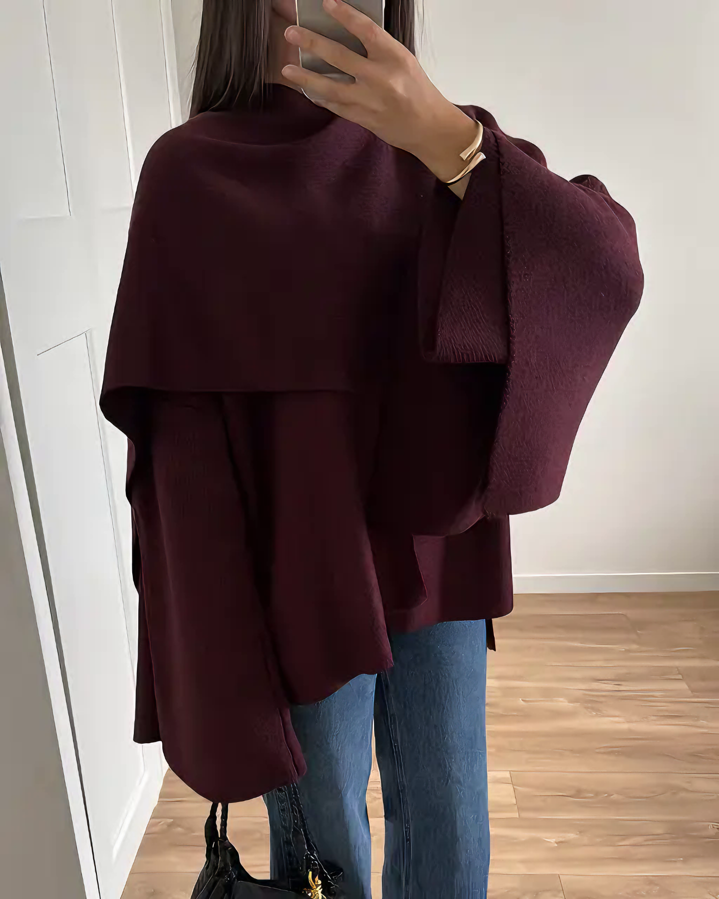 Bordo Şık Eşarp Yaka Ceket Siaora
