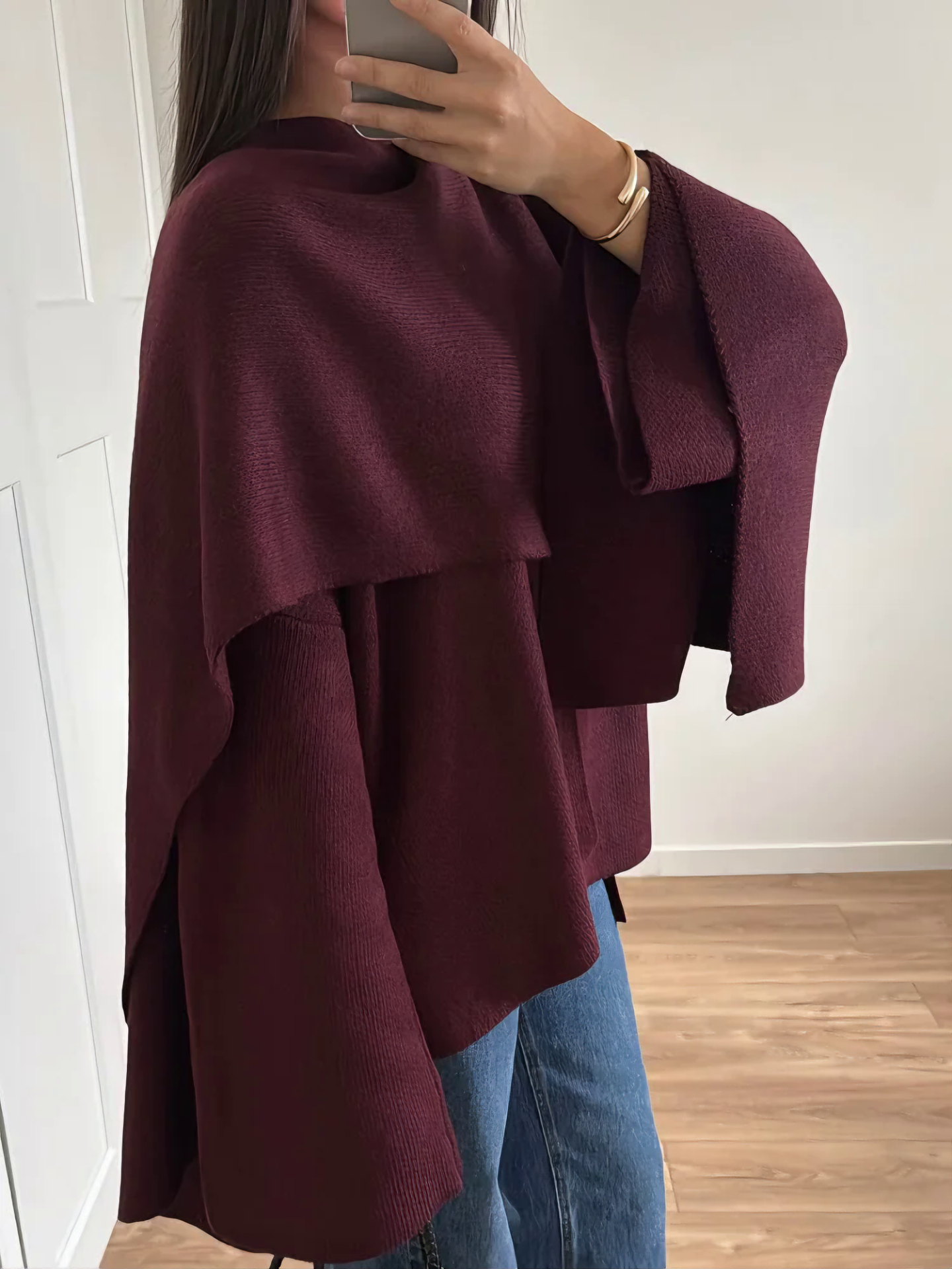 Bordo Şık Eşarp Yaka Ceket Siaora