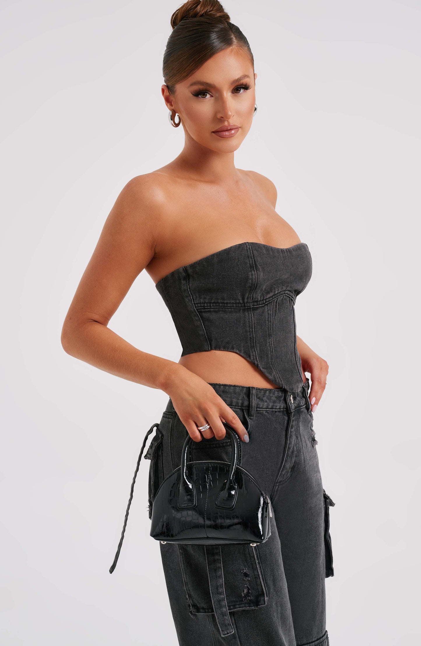 Siyah Cargo Jean Pantolon Niebbla