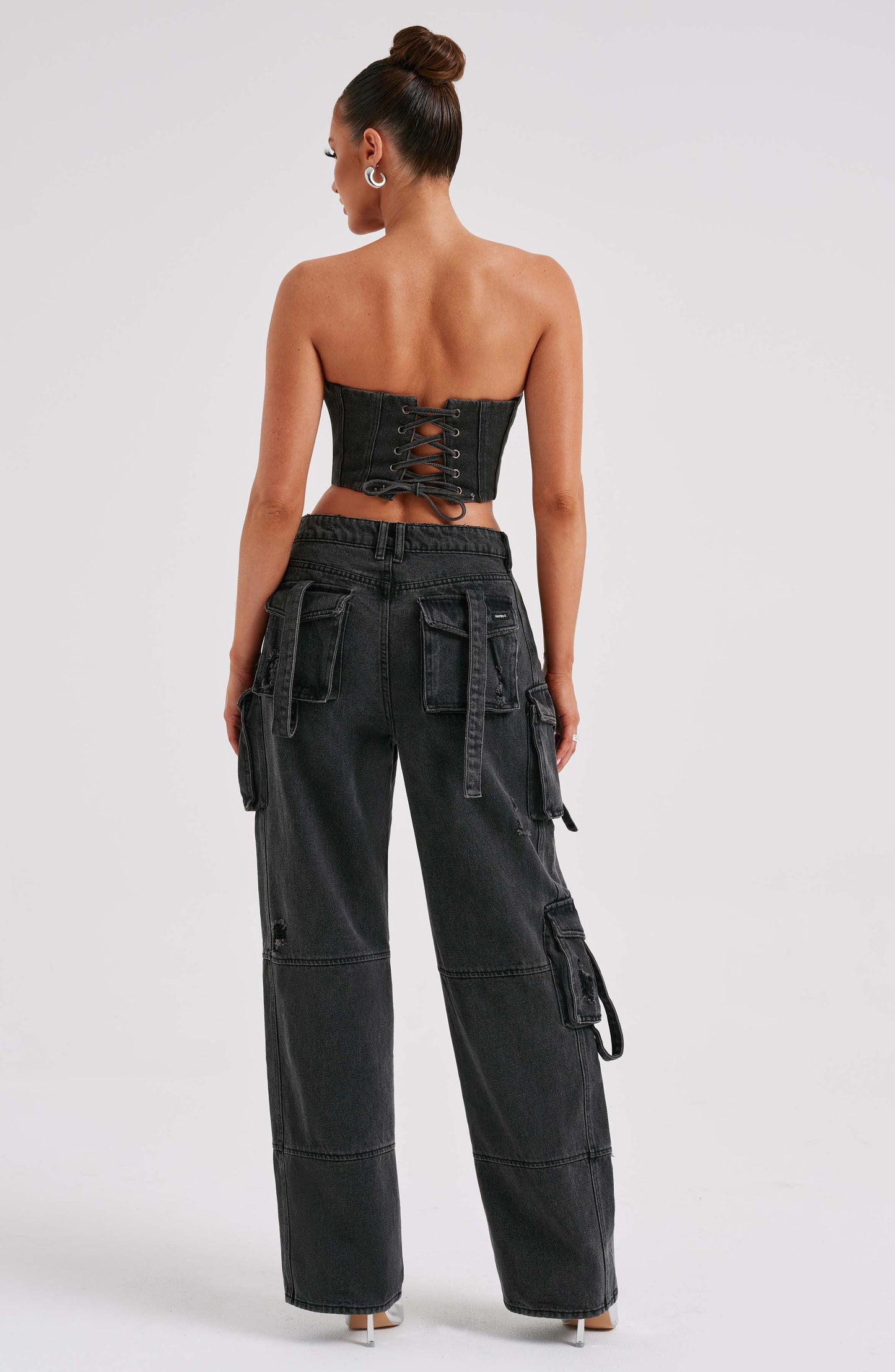Siyah Cargo Jean Pantolon Niebbla