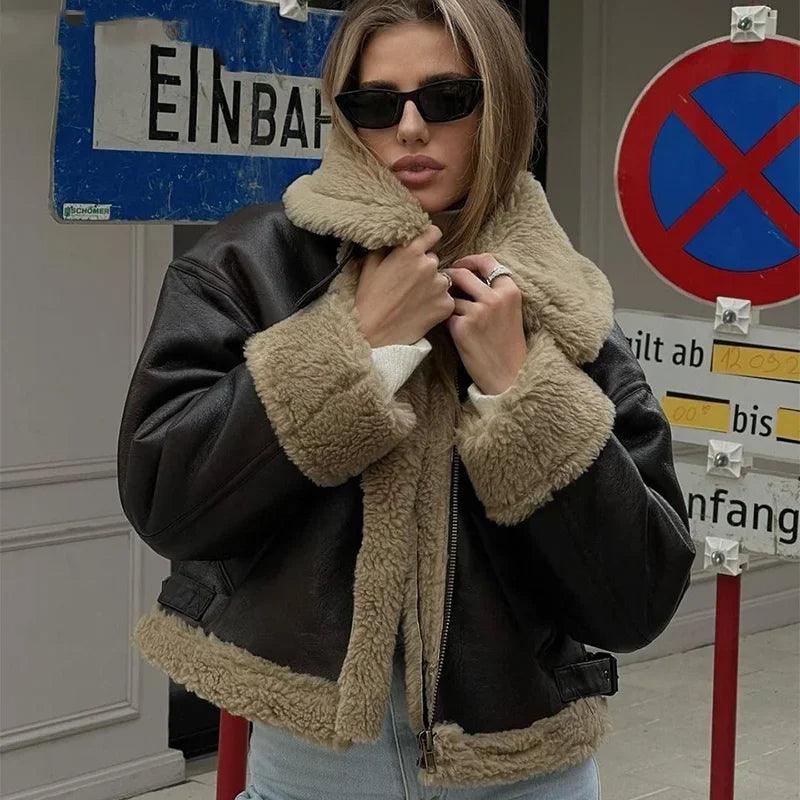 Kürklü Aviator Deri Ceket Siaora
