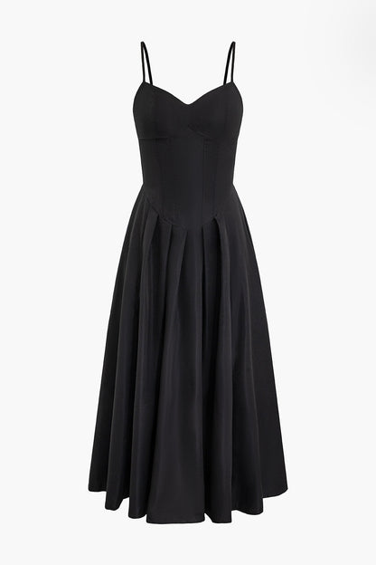 Basic Solid Corset Midi Elbise Siaora