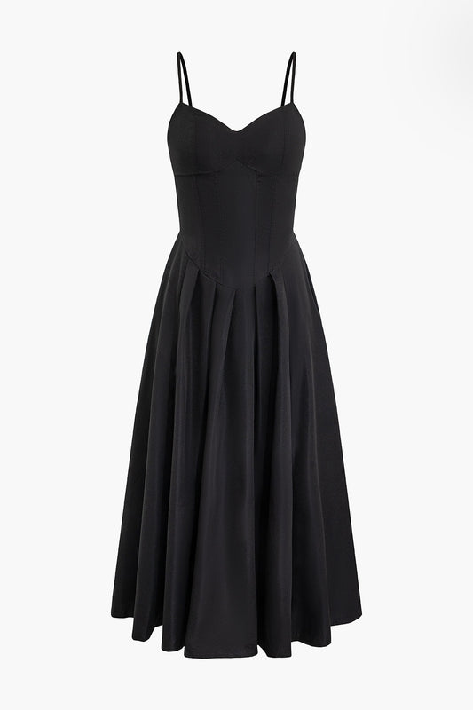 Basic Solid Corset Midi Elbise Siaora