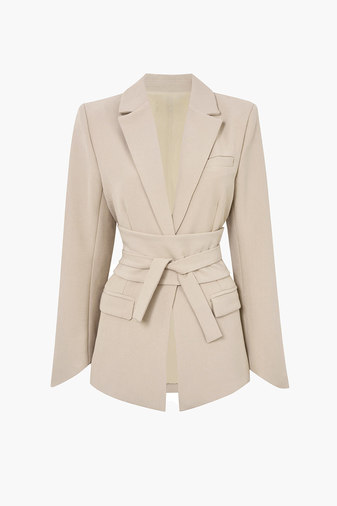 Basic Solid Belted Blazer Siaora