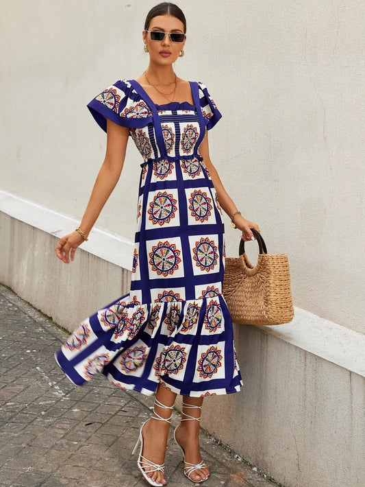 Patchwork Maxi Elbise Siaora