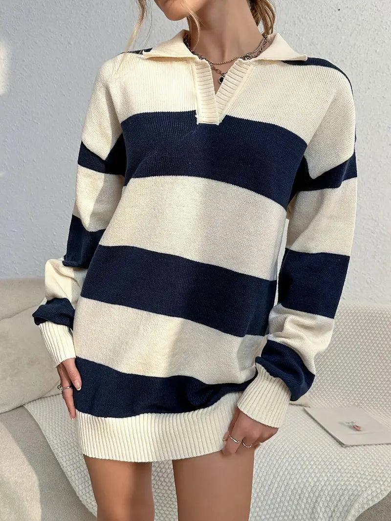 Lina Çizgili Oversize Triko Tunik Siaora