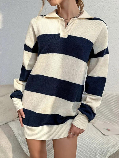 Lina Çizgili Oversize Triko Tunik Siaora