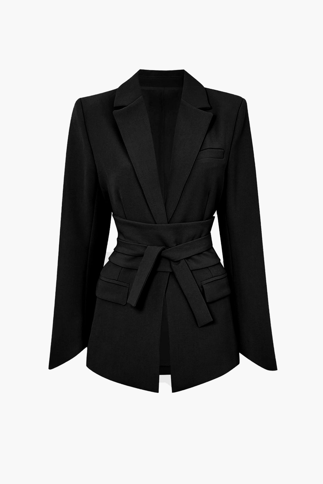 Basic Solid Belted Blazer Siaora