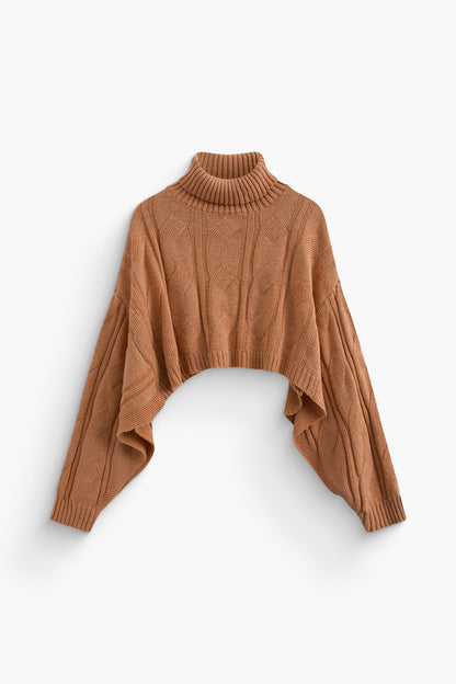 Basic Solid Knit Mock Kazak Siaora