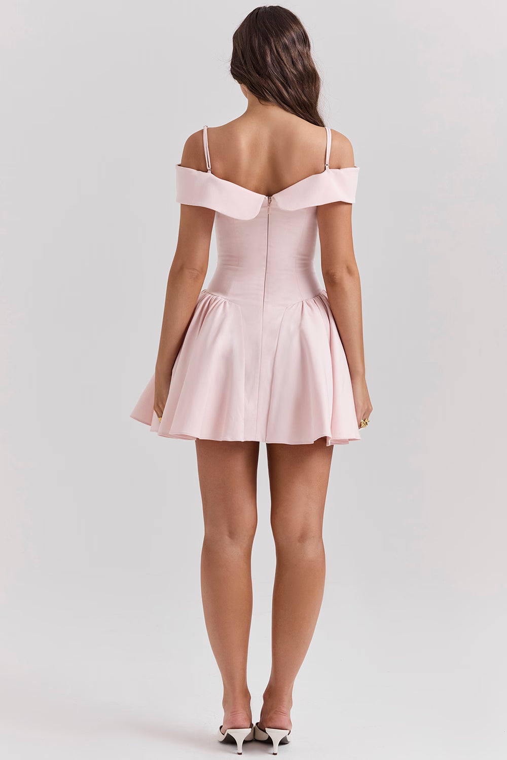 Elida Ballerina Pembe Omuz Açık Mini Elbise Niebbla