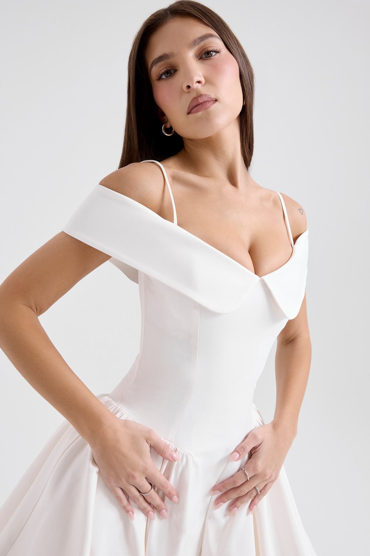 Elida Ballerina Pembe Omuz Açık Mini Elbise Niebbla