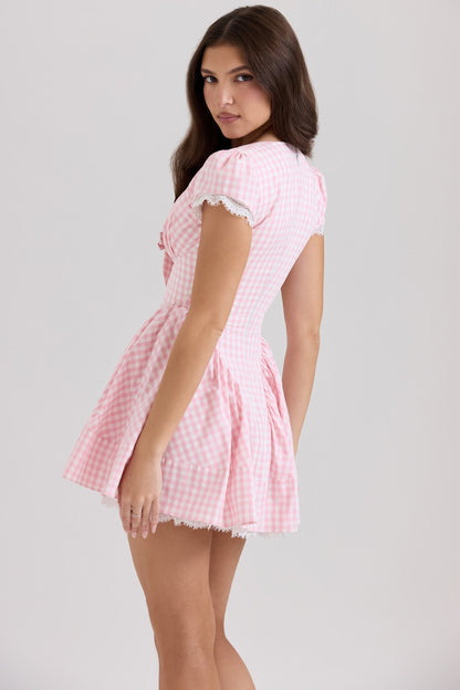 Emiliana Gingham Pamuklu Mini Elbise Niebbla