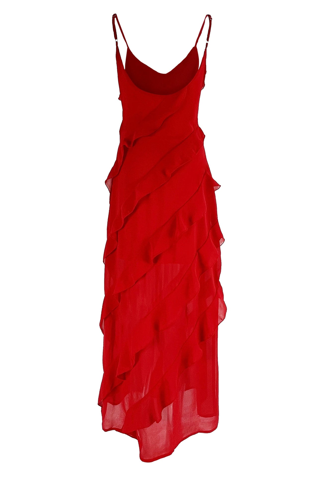 Eve Şifon Fırfırlı Uzun Slip Elbise Niebbla