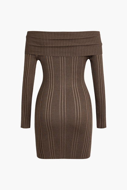 Basic Off-Shoulder Bodycon Sweater Elbise Siaora