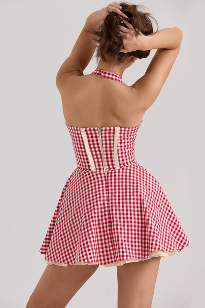 Heidi Gingham Pamuklu Askılı Mini Elbise Niebbla