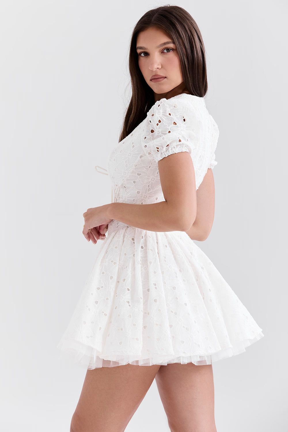 Imani Buttercup Vintage Çiçek Desenli Pileli Pamuklu Mini Elbise Niebbla