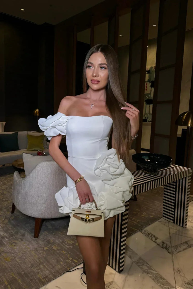 Laila Şık Omuz Açık Mini Elbise Niebbla