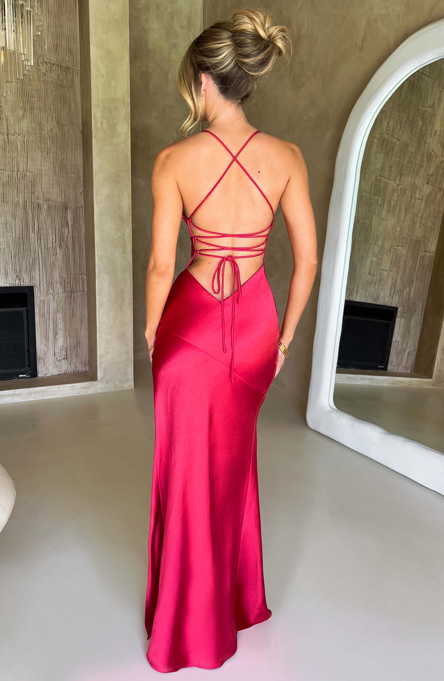 Natalie | Saten Maksi Elbise THESVELTECHIC