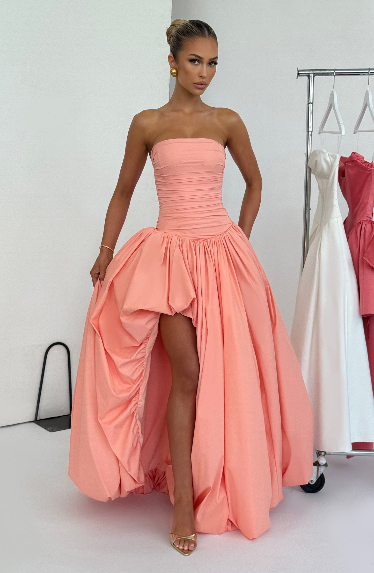 Jillian Maxi Elbise - Toz Pembe Niebbla