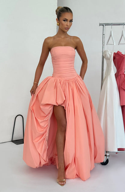Jillian Maxi Elbise - Toz Pembe Niebbla