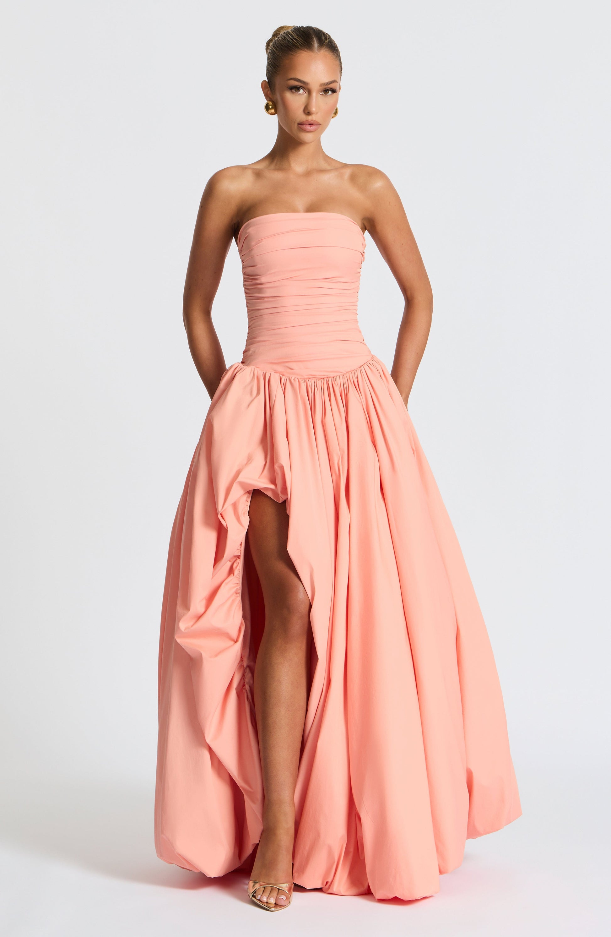 Jillian Maxi Elbise - Toz Pembe Niebbla
