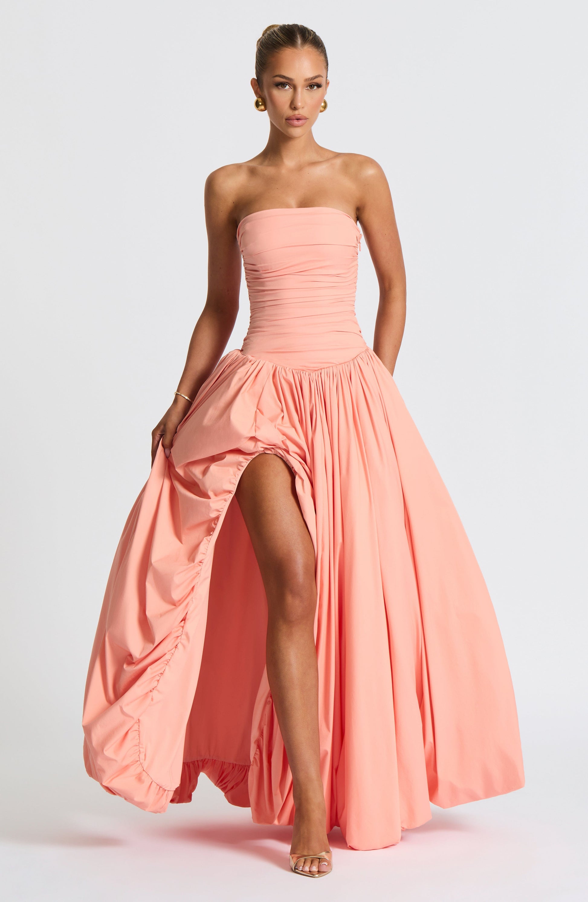Jillian Maxi Elbise - Toz Pembe Niebbla
