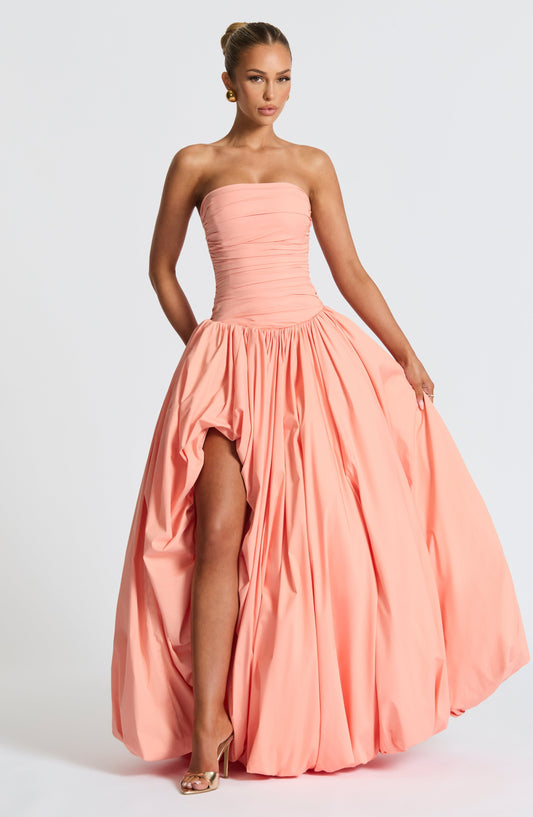Jillian Maxi Elbise - Toz Pembe Niebbla