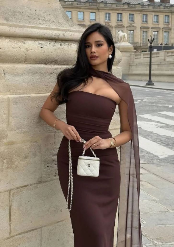 Eldivenli Straplez Şık Elbise THESVELTECHIC