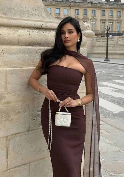 Eldivenli Straplez Şık Elbise THESVELTECHIC