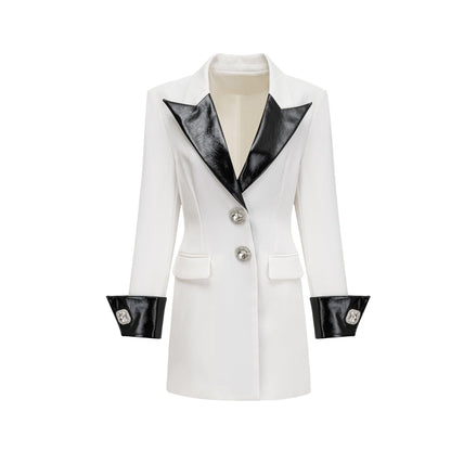 Aurora Siyah-Beyaz Blazer Elbise Siaora