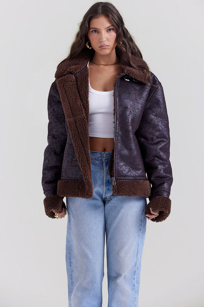 Madden Kahverengi Vegan Shearling Aviator Mont Niebbla