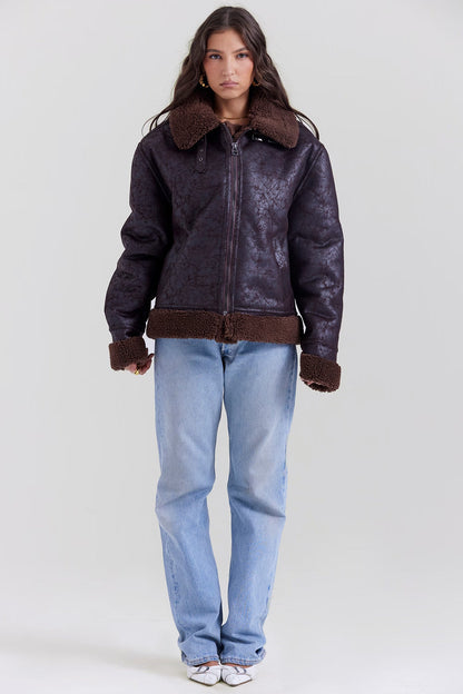 Madden Kahverengi Vegan Shearling Aviator Mont Niebbla