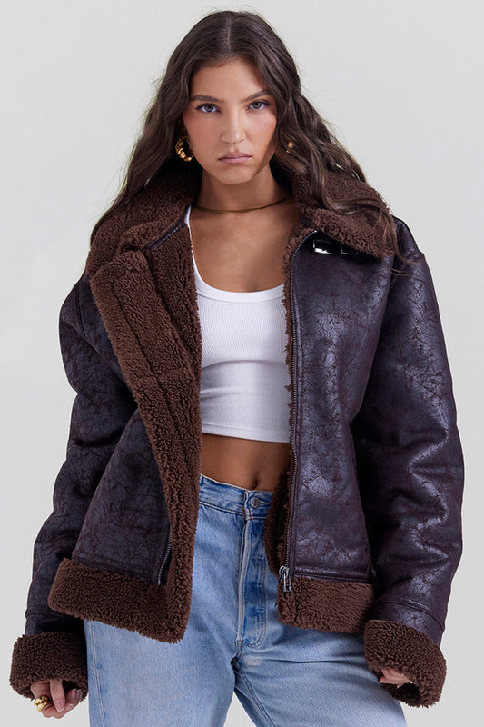 Madden Kahverengi Vegan Shearling Aviator Mont Niebbla