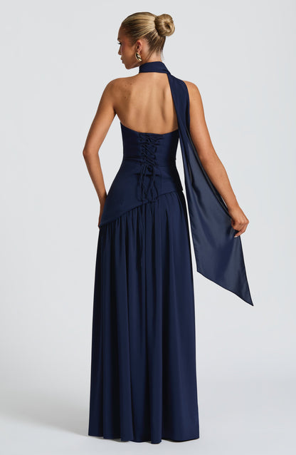 Maliyah Maxi Elbise - Lacivert Niebbla