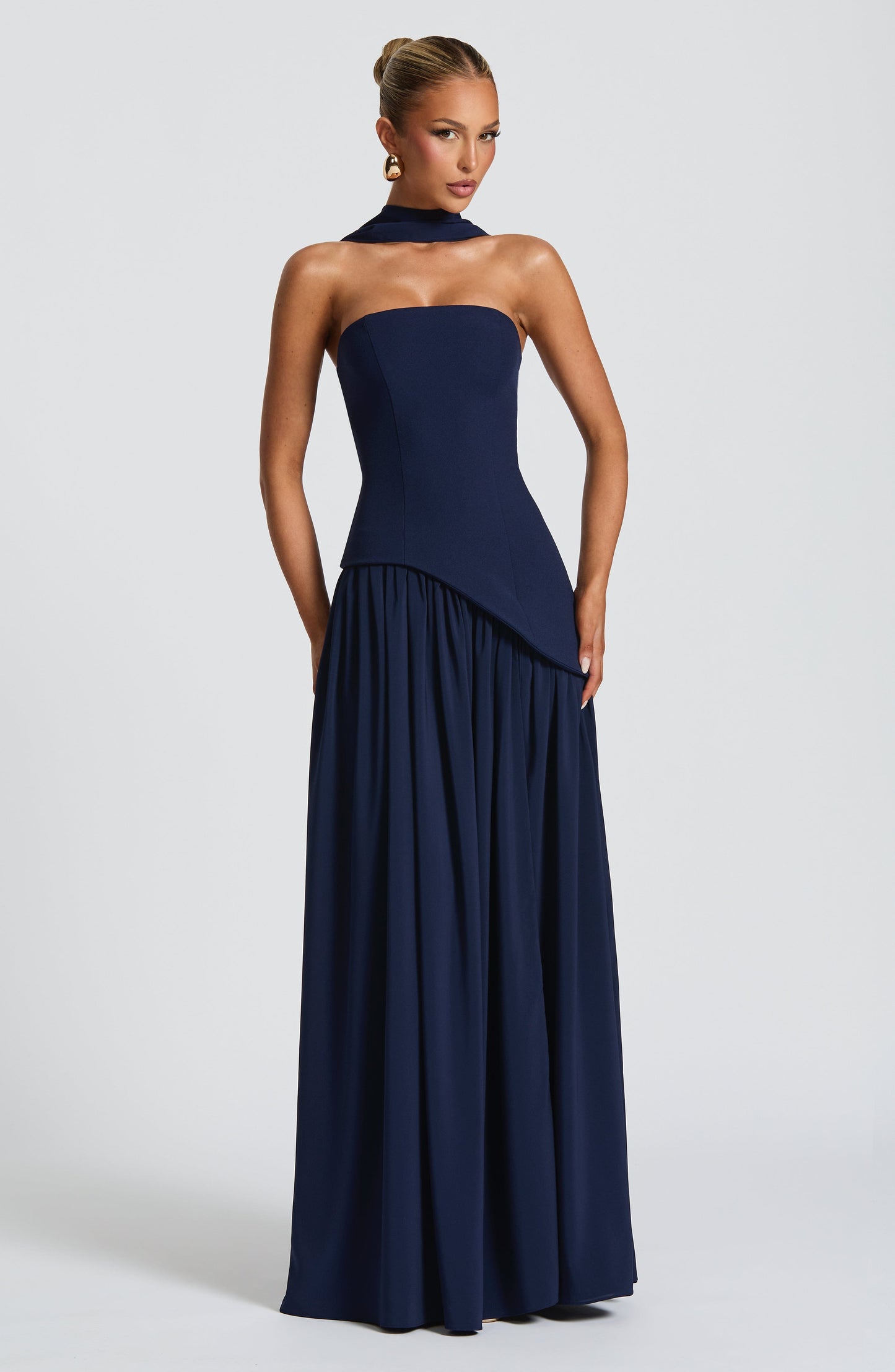 Maliyah Maxi Elbise - Lacivert Niebbla