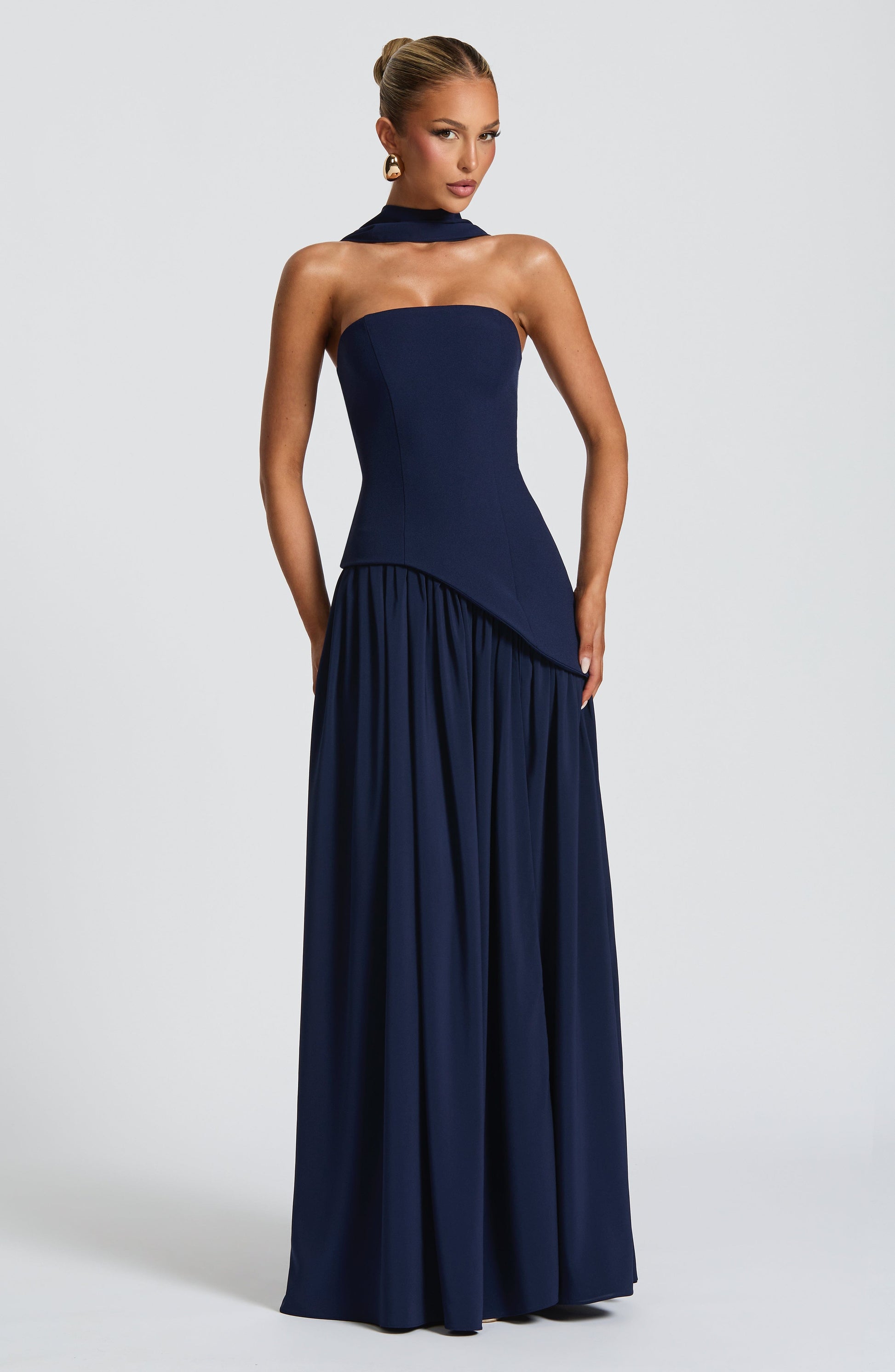 Maliyah Maxi Elbise - Lacivert Niebbla