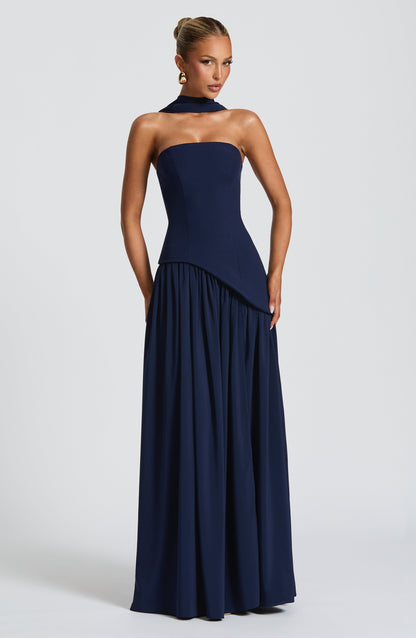 Maliyah Maxi Elbise - Lacivert Niebbla