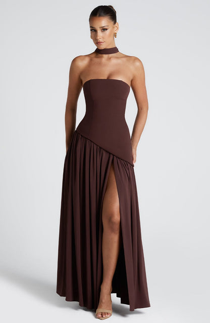 Maliyah Maxi Dress - Plum Brown Niebbla